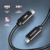 AXAGON BUCM2-CM20AB Kabel USB-C - USB-C, 2.0m 5A charging, ALU, 240W PD, oplot, USB2.0, czarny